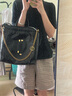 PECO城市系列水手包垃圾袋单肩油蜡皮通勤大容量斜挎女包送礼礼物 经典黑头层油蜡牛皮 实拍图