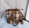 铂呐苓包包女毛呢格子简约时尚单肩斜挎包日常通勤文艺百搭复古水桶包 咖色水桶包【赠随机挂件】 实拍图