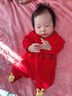 启芽（YAUP）满月宝宝衣服春秋套装红色初生婴儿连体衣女公主纯棉男孩百天冬季 小公主【春秋长袖】带帽袜 59cm 【满月礼】0-3个月/8-12斤 实拍图