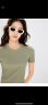 MO&Co.圆领短袖修身收腰短款露脐弹力T恤上衣上装 灰绿色 M/165 晒单实拍图