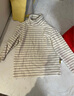 papa爬爬秋冬儿童高领波波绒打底衫条纹洋气保暖男女宝宝长袖上衣 米白-小高领 80 cm 实拍图