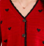 她享针织开衫女V领爱心新年红针织衫外套时尚毛衣上衣T13KZ1242 晒单实拍图