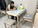 德邦尚品折叠餐桌家用小户型可伸缩现代简约轻奢岩板多功能实木长方形饭桌 【90*65CM】香槟金大款[舒适椅] 1桌2椅2凳 实拍图
