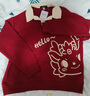 真维斯（JEANSWEST）卫衣女外套春秋冬季新款polo领撞色宽松上衣服女生长袖设计感女装 酒红 爱与蝴蝶蓝白 M 【推荐体重101-120斤】 实拍图