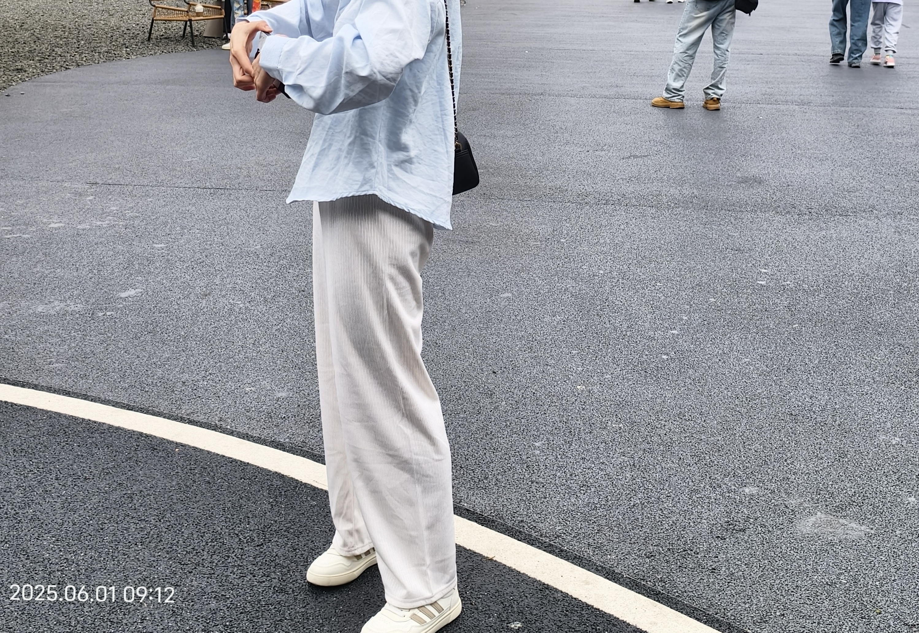 浪莎窄版针织阔腿裤女春秋宽松显瘦直筒拖地垂感白色休闲裤家居裤 实拍图