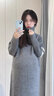 费雪（Fisher-Price）孕妇装2025新款秋冬季连衣裙子针织毛衣卫衣外套大码上衣套装冬装 灰色连衣裙+加绒打底袜 均码 实拍图