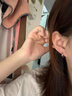 颜如饰异色999银养耳洞耳骨耳环2025新款耳钉男女小众高级感潮百搭耳饰 E3100黑白五芒星耳环一对 999 实拍图