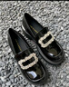ZHR乐福鞋女时尚镜面百搭水钻女鞋厚底增高黑色皮鞋女 JF76 黑色 38  实拍图