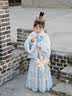 安妮优儿汉服女童秋冬季马面裙2025新款超仙古装儿童女孩唐装古风裙子冬款 蓝色 130 实拍图