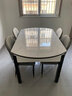 惠寻 京东自有品牌 现代简约岩板餐桌椅组合小户型可伸缩餐桌家用饭桌 亮光雪山白/黑白框架-加厚皮椅 1.2米 单餐桌(升级实木四轨道) 实拍图