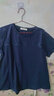 莎妮朵罗大码女装短袖T恤女胖mm夏装加肥加大码显瘦款宽松弹力棉上衣15009 深蓝色 6XL建议190-210斤穿着 实拍图