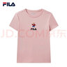 斐乐（FILA）官方女士短袖T恤夏印花运动女装针织短袖套头衫小熊T刺绣上衣 麦町粉-PK XL 175/92A 实拍图