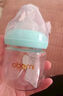 欧贝妮新生儿玻璃奶瓶宝宝宽口径防胀气初生婴儿奶瓶0-3-6个月 120ml+150ml蓝色 +M号奶嘴*2+刷子 实拍图