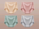 法丽芬4条纯棉无痕奢华蕾丝中腰收腹内裤女士纯棉裆抑菌内裤三角短裤冬 肤色+豆沙+果绿+银灰 4条 L 95-125斤 实拍图