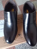 老爷车男鞋高档牛皮男士皮鞋冬季正装商务皮鞋男增高加绒软底中年爸爸鞋 GZ9608-1黑色【增高单鞋款】 39 (245mm) 标准码 实拍图