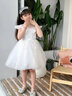 小咔衣浓女童公主裙蓬蓬纱儿童主持人晚礼服花童婚纱小女孩钢琴演出服夏季 白色804B3短款 130cm 实拍图