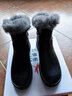 红蜻蜓中筒靴女厚底增高加绒保暖雪地靴女短筒棉靴女皮靴子 WTC434051R 实拍图
