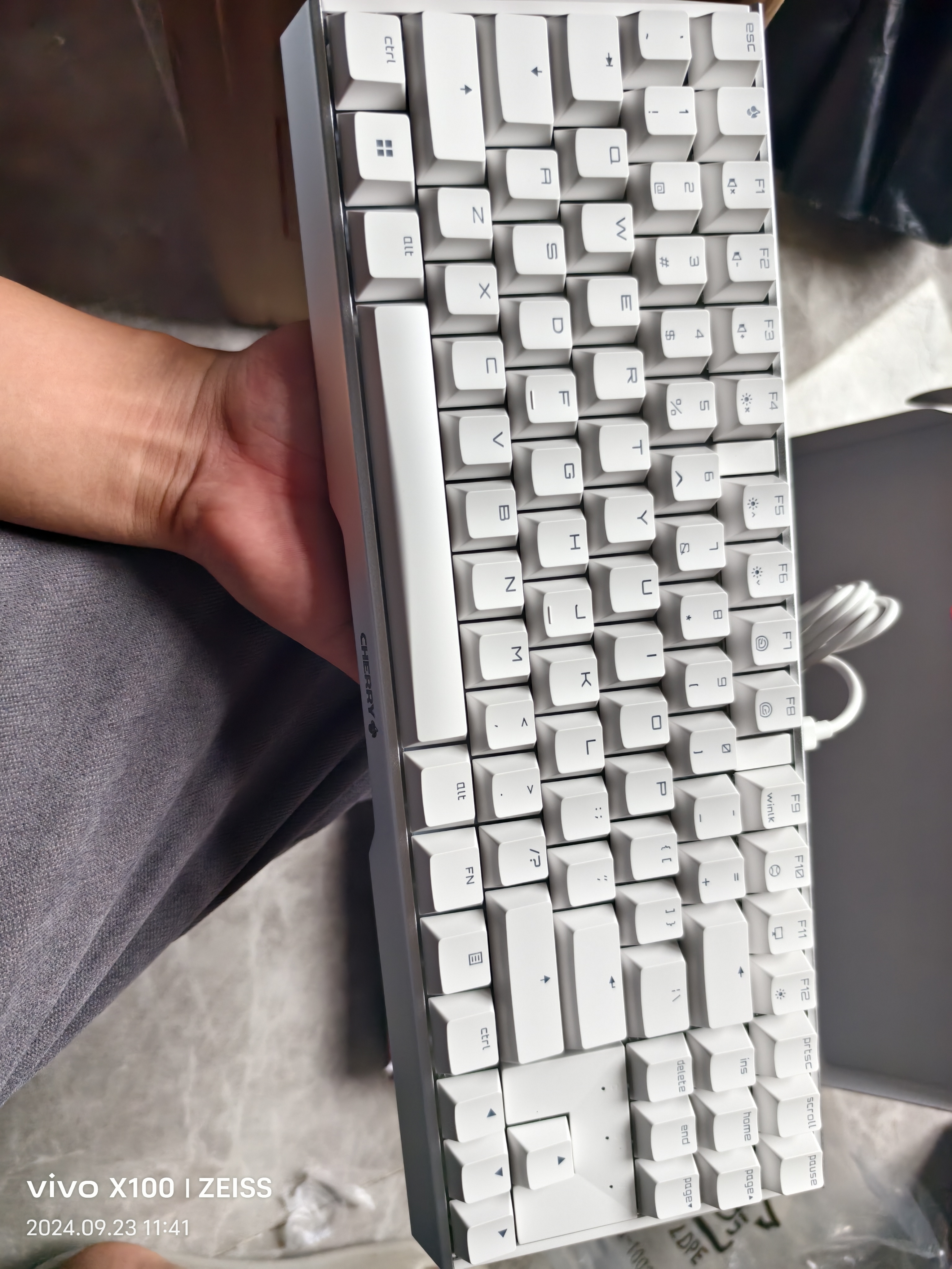 CHERRY 樱桃MX3.0S TKL机械键盘87键有线游戏电竞办公笔记本客制化键线分离键盘 皓月白 RGB 茶轴 实拍图