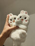 素锦初澜可爱兔子冬季手套女学生露指两用手套冬天保暖卡通翻盖礼物送女友 奶白色 实拍图
