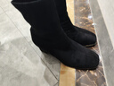 达芙妮加绒气质百搭短靴粗跟中筒瘦瘦靴软底高跟女靴4622607082 黑色 39 实拍图