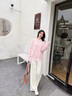 可茵休闲裤女装套装2025年秋冬新款小个子慵懒风穿搭针织毛衣阔腿裤子 9697粉色毛衣+阔腿裤 L 实拍图