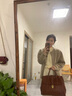 裘真手提公文包女士真皮复古大容量通勤头层植鞣牛皮包包植鞣牛皮 栗木色-大号 实拍图