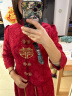 塞德勒（SAIDELE）新中式敬酒服新娘酒红色旗袍改良简约秀禾服冬季长袖两件套结婚服 酒红色长款 XXXL (建议136-145斤) 晒单实拍图