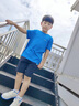 鸿星尔克儿童套装男童夏天短袖短裤透气童装T恤短裤两件套 普鲁士蓝+正黑 170 实拍图