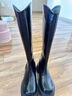 狄德拉大码女靴41一43长筒靴女秋冬厚底粗腿骑士靴胖mm大筒围v口高筒靴 黑色绒里(加肥筒) 36 (230mm) 标准码 实拍图