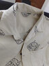马登工装美式复古建御雷神印花衬衫纯棉亚麻宽松米色短袖衬衣男夏薄款 韵白色 M 实拍图