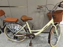 永久（FOREVER）自行车青少年学生单速变速通勤车城市上班代步淑女低跨度脚踏单车 复古米黄 变速 旗舰版彩胎 24寸【推荐身高150-175cm】 实拍图