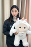 珍妮象变身戴帽兔子可爱毛绒玩具小白兔公仔玩偶可爱女孩抱生日礼物娃娃 独角兽背包兔 胖版全长约45厘米 实拍图