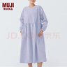 MUJI MUJI 女式 棉平纹 衬衫连衣裙 女装裙子春季内搭可叠穿纯棉全棉 蓝色格纹 S (155/80A) 实拍图