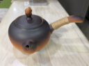 唯古煮茶壶陶瓷烧水壶单个复古大号提梁电热粗陶养生陶壶户外明火白茶 侧把吉祥壶（800ml） 实拍图