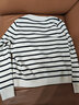 betu百图女装2022秋季新款毛针织衫圆领时尚条纹开衫拼色设计针织衫女2208T01 黑白条 XS 实拍图