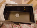 悍高（HIGOLD）厨房304不锈钢手工纳米水槽双阶梯水槽套餐洗碗池洗菜盆水槽套装 窄边75*43-枪灰抽拉龙头 实拍图