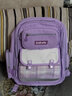 巴布兔书包小学生女生新款高颜值一二四到六年级轻便减负格子女童双肩包 紫色（公仔6件套+笔盒） 大号适合3-6年级使用 实拍图