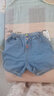 ASK JUNIOR童装儿童裤子女童中大童牛仔短裤运动跑步休闲薄款夏裤 蓝色 160 实拍图