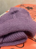 浩冠 帽子女秋冬季时尚帽子围巾一体冬天保暖防风棉帽加绒毛线帽骑行护耳针织帽 皮紫色 实拍图