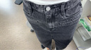 MO&Co.牛仔半身裙春设计感高腰开叉做旧磨白黑色直筒棉质摩安珂 牛仔黑色-第2批 XS 155 实拍图