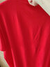 BINYUXD男士短袖T恤新款夏季纯色纯棉体恤半袖潮流上衣服 红色 6XL (建议210-230斤 ) 实拍图