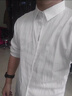 逐梦颜衬衫男士夏季新款外套修身冰丝条纹百搭衬衣长五分袖潮牌痞帅纯色 白色T60 XL 实拍图