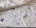 南极人（Nanjiren）公主风四件套非纯棉全棉床单被套纯色水洗棉花边床裙宿舍床上套件 郁金香兔-奶黄紫【毛巾绣】LDH 1.8m床单款四件套-被套200x230cm 实拍图