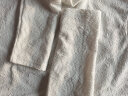 尚都比拉春秋重工浮雕肌理感圆领长袖t恤女纯色宽松女装上衣 米白色 S  实拍图