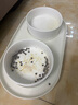 华元宠具（hoopet）猫碗陶瓷宠物碗猫盆双碗猫食盆狗盆防打翻喝水猫粮碗饭盆猫咪护颈 奶油白 【防漏食碗架+陶瓷双碗】 实拍图