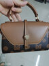 稻草人女包斜挎包真皮旗舰小包单肩包新款小方包手提包撞色老花妈妈包 小版深棕色19.8*9.5*13cm 实拍图