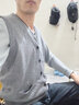 恒源祥2025春秋新款羊毛背心男中老年马甲春秋毛衣无袖V领坎肩针织开衫 90中灰 L 170建议120-140斤 实拍图