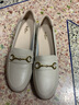 金利来（Goldlion）女鞋妈妈皮鞋一脚蹬浅口女单鞋坡跟圆头乐福鞋 G662330071 米白39 实拍图