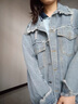 凡伊蔚牛仔外套女秋季2025新款女装秋装百搭高级感小个子洋气休闲薄外套 浅色毛边领破洞牛仔外套 L 【建议111-135斤oversize风格】 实拍图