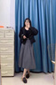 妃莉杋（FeiLiFan）秋冬连衣裙女装2024新款小个子时尚减龄毛呢外套女冬季裙子套装 卡其外套+黑色半身裙 M （95-110斤） 实拍图